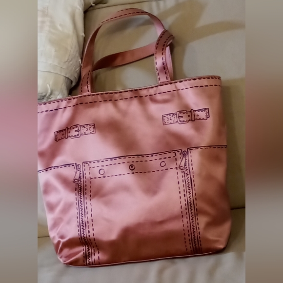 YVES SAINT LAURENT RIVE GAUCHE | Pink & Black Trompe Downtown Tote - Picture 1 of 5